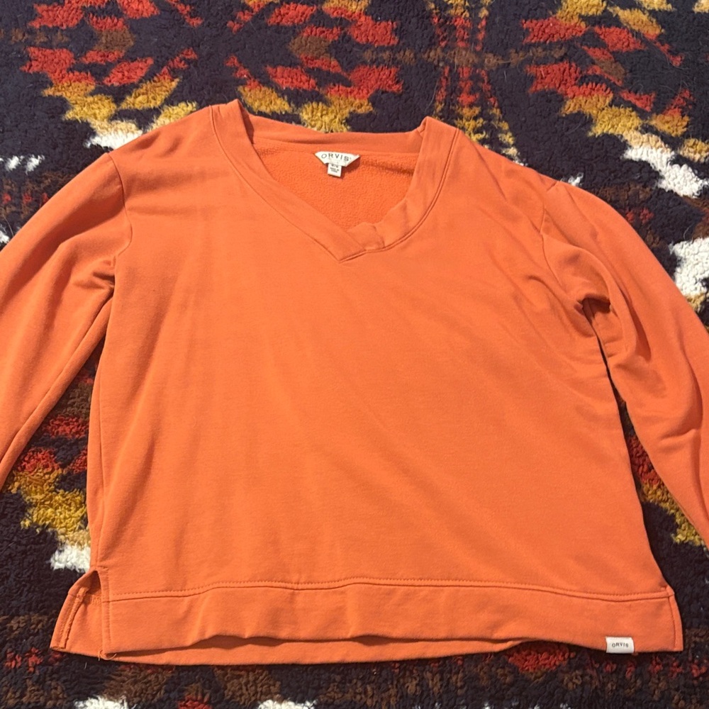 Orvis Vibrant burnt Orange V-Neck sweater